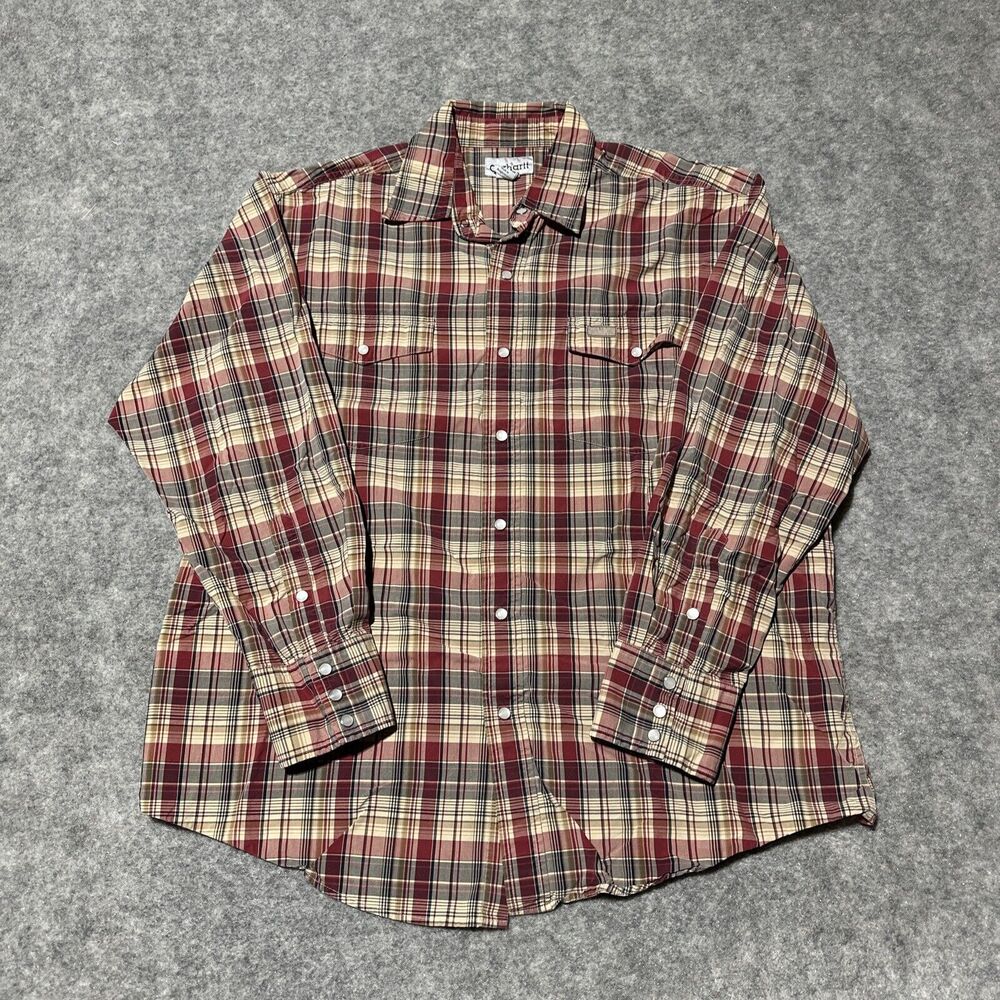 Carhartt Relaxed Fit Men's Plaid‎ Snap Button Up Long Sleeve Shirt Size L